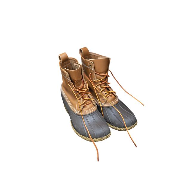 L.L. Bean Duck Boots Brown Leather Rubber Rain Boots Made in USA main image 5